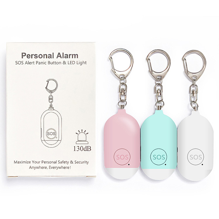 130dB Recharge Emergency Personal Alarm ine LED Tochi Yekuchengetedza Pamunhu Alarm Keychain