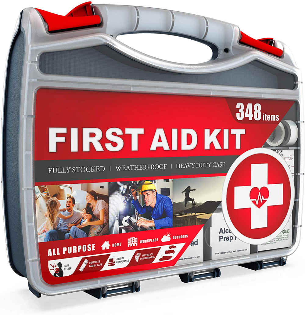 2-in-1Heavy-Duty Dual-Sided Hardcase First Aid Kit Ine 348 Piece First Aid Kit.