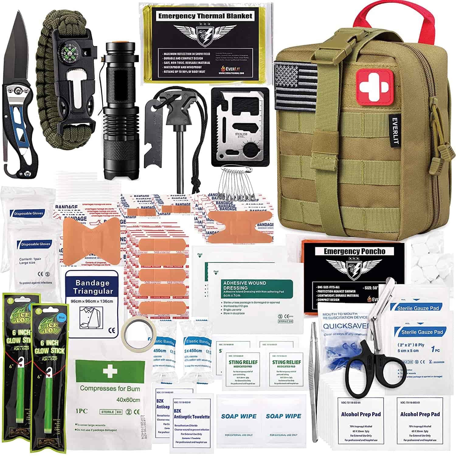 Brown Survival First Aid Kit Iine 250 Piece First Aid Kit