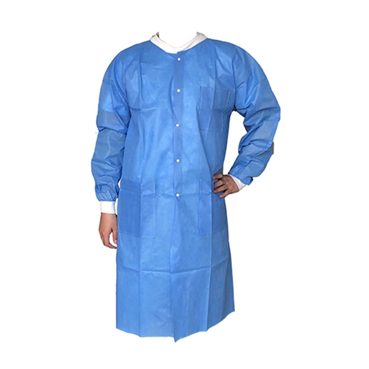 Inoraswa Pp uye Pe Nonwoven Acid Inodzivirira Medical Blue Lab Coat