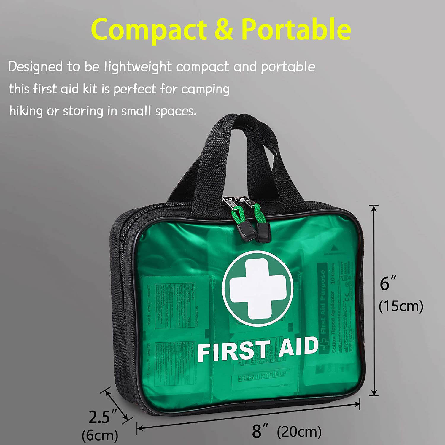 Green First Aid Handbag ine 200 Piece Hospital Grade Medical Supplies