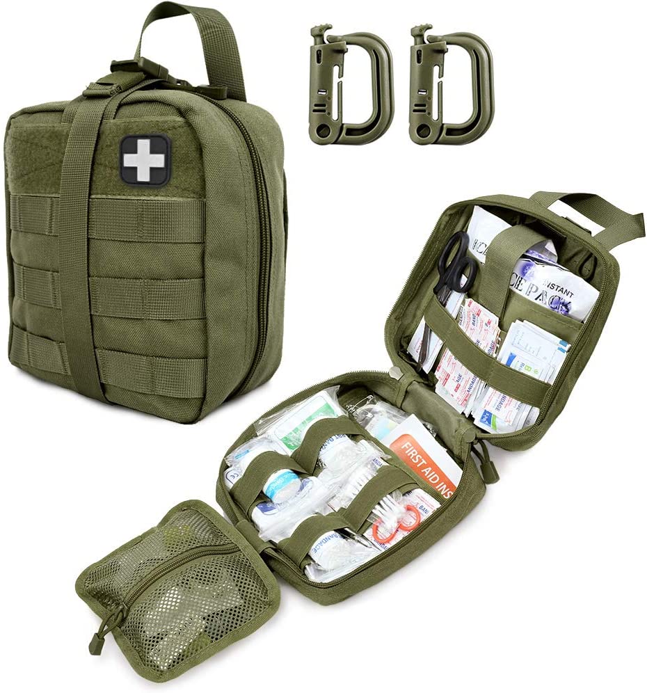 Green Tactical First Aid Military Medical Pouch Inosanganisira Red Cross Patch