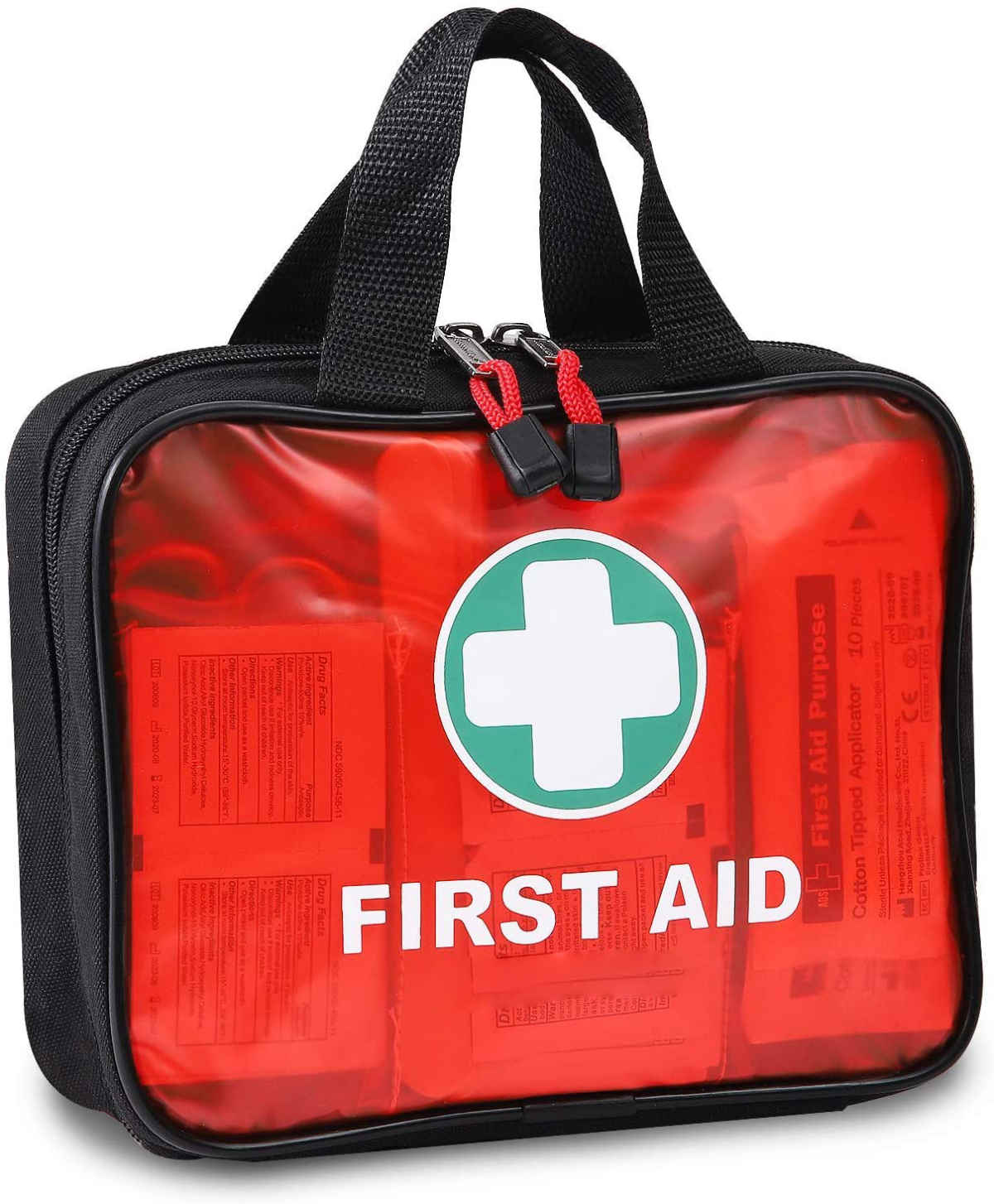 Red First Aid Handbag ine 200 Piece Hospital Grade Medical Supplies