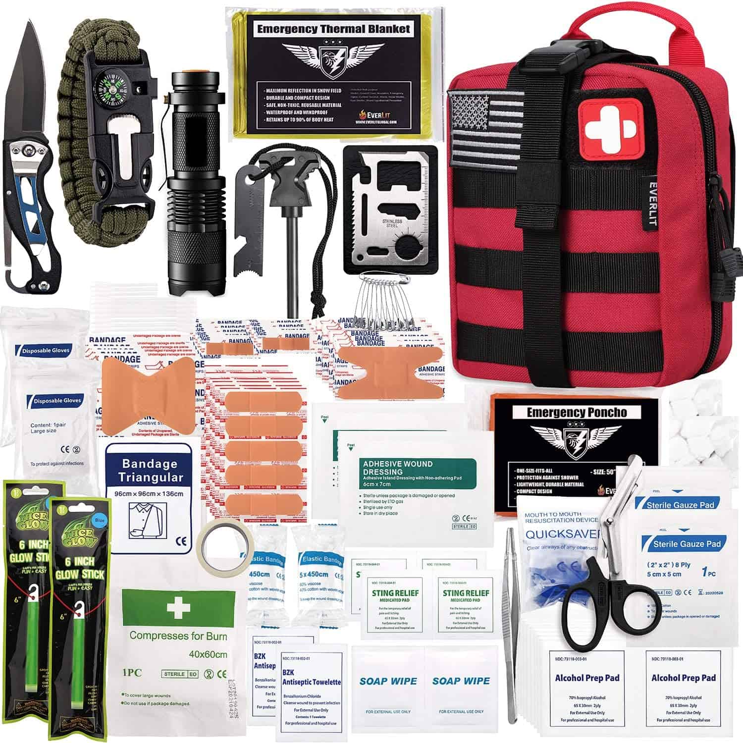 Red Kupona Kwekutanga Yekubatsira Kit Ine Ine 250 Piece First Aid Kit