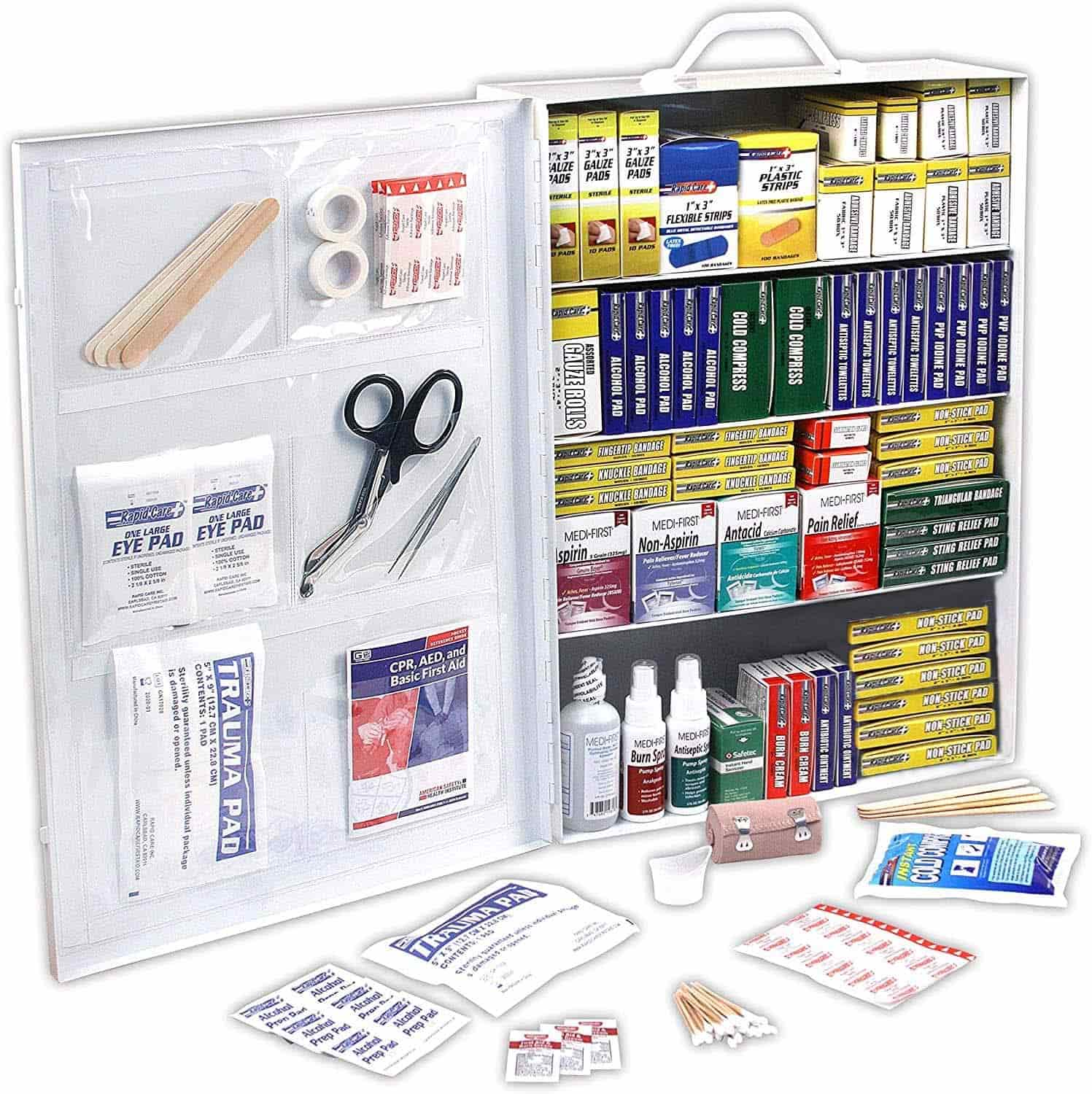 Wall Mountable 4 Shelf First Aid Kit Cabinet Ine 1100 Piece